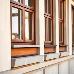 Brązowe okna jakie parapety zewnętrzne